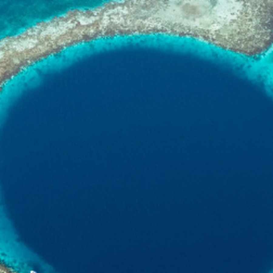 Aerial view of the Great Blue Hole, Lighthouse Reef, Belize